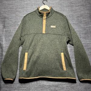 Cinch Sweater Men's Large Olive Green Pullover Long Sleeve Knit Snap Placket